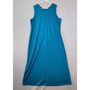 NWT Susan Graver Style Teal Sleeveless Maxi Shift Dress Women's Large Stretch